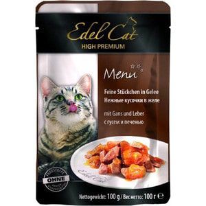 Паучи Edel Cat Menu нежные кусочки в желе с гусем и печенью для кошек 100г (08104)