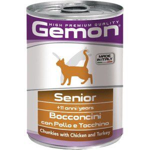 Консервы Gemon Cat Senior Chunkies with Chicken and Turkey с курицей и индейкой кусочки для пожилых кошек 415г