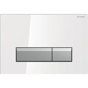 Кнопка смыва Geberit Sigma 40 белое стекло/алюминий, с системой очистки воздуха (115.600.SI.1)