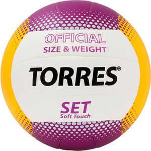 Мяч волейбольный любительский Torres Set арт. V30045, размер 5, бело-желто-фиолетовый