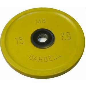 Диск обрезиненный MB Barbell 51 мм 15 кг желтый "Евро-Классик" (Олимпийский)