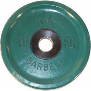 Диск обрезиненный MB Barbell 51 мм 10 кг зеленый "Евро-Классик" (Олимпийский)