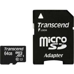 Карта памяти Transcend 64Gb MicroSDXC Class 10 UHS-I, SD adapter (TS64GUSDU1)