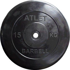Диск обрезиненный Atlet 31 мм, 15 кг черный