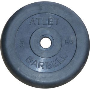 Диск обрезиненный Atlet 31 мм, 5 кг черный