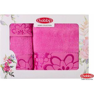 Набор из 3 полотенец Hobby home collection Dora 30x50/50x90/70x140 розовое (1501001218)