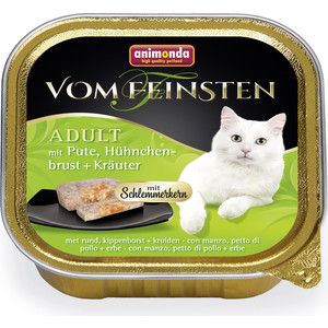 Консервы Animonda Vom Feinsten Adult меню для гурманов с индейкой, куриной грудкой и травами для привередливых кошек 100г (83265)