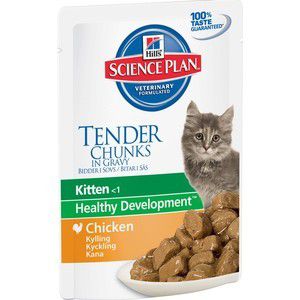 Паучи Hill's Science Plan Healthy Development Kitten Chicken Tender Chunks in Gravy с курицей кусочки в подливке для котят 85г (2112)