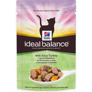 Паучи Hill's Ideal Balance with Juicy Turkey с сочной индейкой и овощами для кошек 82г (10024)