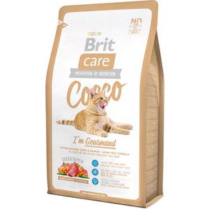 Сухой корм Brit Care Cat Cocco Gourmand гипоаллергенный беззерновой с уткой и лососем для кошек-гурманов 2кг (132628)