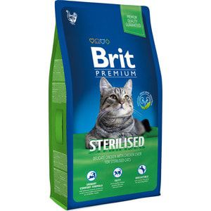 Сухой корм Brit Premium Cat Sterilized с курицей в соусе и куриной печенью для стерилизованных кошек 8кг (513178)