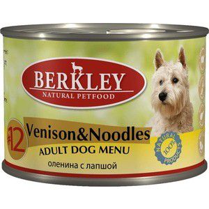 Консервы Berkley Adult Dog Menu Venison & Noodles № 12 с олениной и лапшой для взрослых собак 200г (75018)