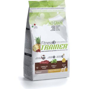 Сухой корм Trainer Fitness3 No Grain Medium/Maxi Adult Horse&Peas беззерновой с кониной и горохом для собак средних и крупных пород 3кг