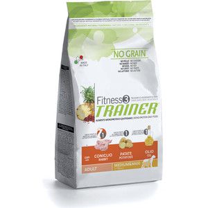 Сухой корм Trainer Fitness3 No Grain Medium/Maxi Adult Rabbit&Potatoes беззерновой с кроликом и картофелем для собак средних/крупных пород 12,5кг