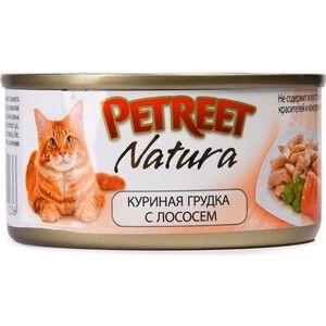 Консервы Petreet Natura куриная грудка с лососем для кошек 70г