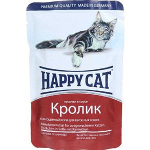 Паучи Happy Cat Кролик кусочки в соусе для взрослых кошек 100г (1002313)