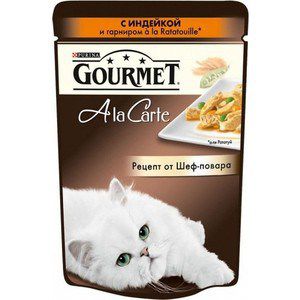 Паучи Gourmet A la Carte с индейкой и гарниром Ratatouille рецепт от шеф-повара для кошек 85г (12242389)