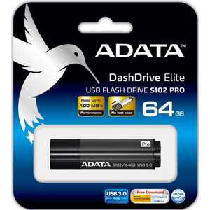 Флеш накопитель ADATA 64GB S102 PRO USB 3.0 Серый алюминий (Read 600X) (AS102P-64G-RGY)