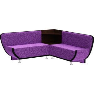 Кухонный диван АртМебель Лотос микровельвет фиолетово-черный угол левый