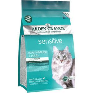 Сухой корм ARDEN GRANGE Adult Cat Sensitive Grain Free Ocean White Fish&Potato беззерновой с рыбой и картофелем для чувствительных кошек 8кг (AG618403)