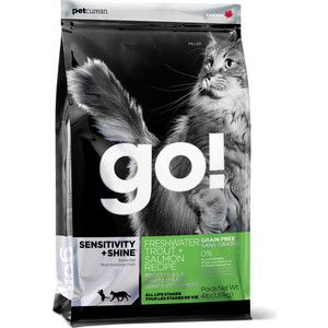 Сухой корм GO! NATURAL Holistic Cat Sensitivity+ Shine Grain Free Trout &Salmon Recipe беззерновой с форелью и лососем для кошек 7,26кг (20037)