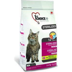 Сухой корм 1-ST CHOICE Sterilized Cat Grain Free Chicken Formula беззерновой с курицей и бататом для стерилизованных кошек 2,4кг (102.1.281)