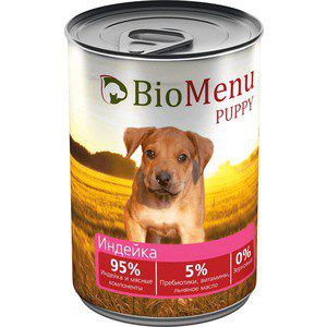 Консервы BioMenu Puppy Индейка 95% индейка и мясные компоненты для щенков 410г