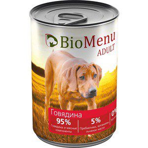 Консервы BioMenu Adult Говядина 95% говядина и мясные компоненты для собак 410г