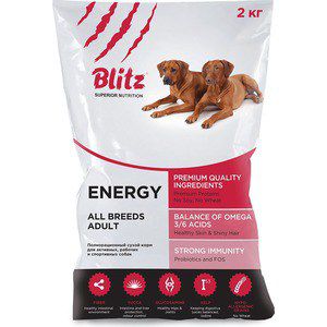 Сухой корм Blitz Petfood Superior Nutrition Adult Dog All Breeds Energy с курицей для активных, рабочих и спортивных собак всех пород 2кг