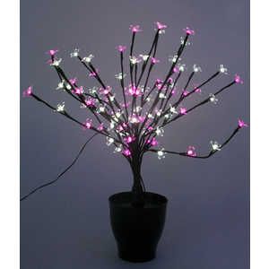 Светодиодная композиция Light "Цветок в горшке" цветы сакуры белый-розовый 60 см, 94 led чёрный провод
