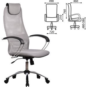 Кресло офисное Метта BK-8CH ткань-сетка хром светло-серое ш/к 80463