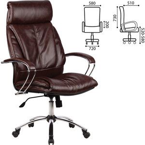 Кресло офисное Метта LK-13CH кожа хром коричневое ш/к 86809