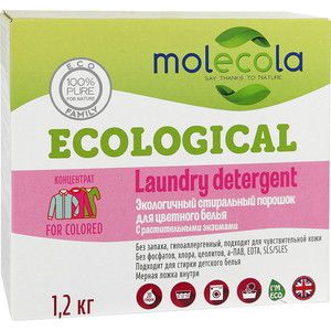 Стиральный порошок Molecola для цветного белья с растительными энзимами экологичный, 1.2 кг