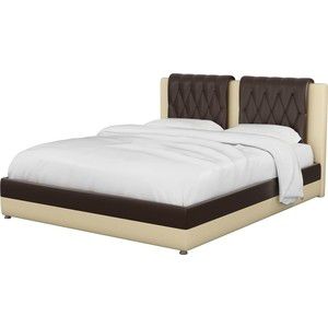Интерьерная кровать Мебелико Камилла эко-кожа коричнево-бежевый