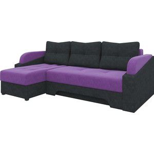 Угловой диван Мебелико Панда микровельет фиолетово/черный левый