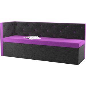 Кухонный угловой диван Мебелико Салвадор микровельвет фиолетово-черный левый угол