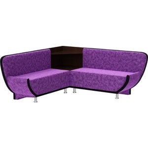 Кухонный диван Мебелико Лотос микровельвет фиолетово-черный угол правый