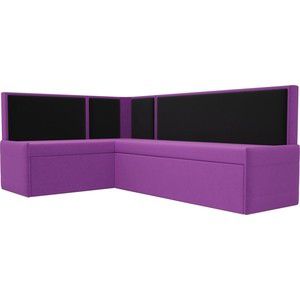 Кухонный угловой диван Мебелико Кристина микровельвет фиолетово/черный левый
