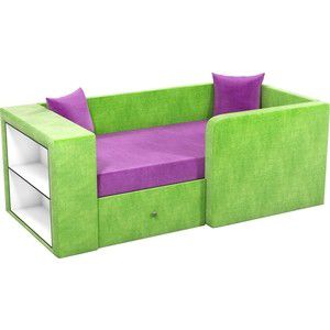 Детский диван Мебелико Орнелла микровельвет фиолетово-зеленый правый угол