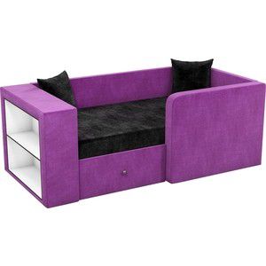 Детский диван Мебелико Орнелла микровельвет черно-фиолетовый правый угол