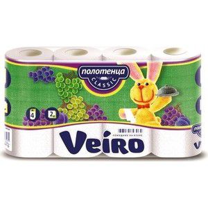 Бумажные полотенца Veiro Classic белые 2 слоя 4 рулона 50 листов