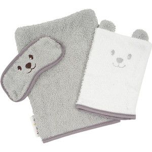 Комплект для ванной TINEO (руковички: для мамы+для малыша+защита для глаз) серый 644483