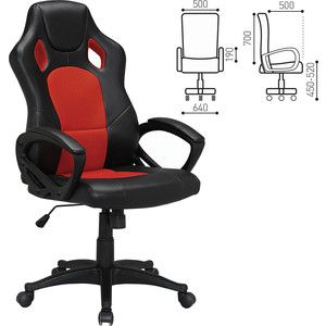 Кресло офисное Brabix Rider EX-544 экокожа черная/ткань красная, 531583