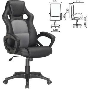 Кресло офисное Brabix Rider Plus EX-544 комфорт экокожа, черное/серое, 531582