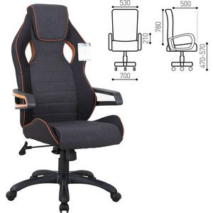Кресло компьютерное Brabix Techno Pro GM-003 ткань, черное/серое, вставки оранжевые 531813