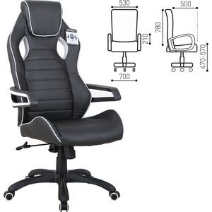 Кресло компьютерное Brabix Techno Pro GM-003 экокожа, черное/серое, вставки серые 531814