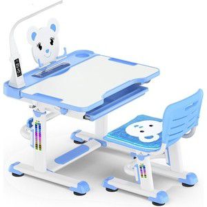Комплект мебели (столик + стульчик) Mealux BD-04 XL blue (с лампой) столешница белая/пластик синий