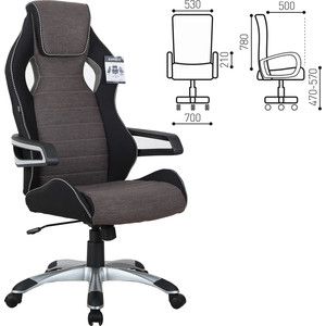 Кресло компьютерное Brabix Techno GM-002 ткань, черное/серое, вставки белые 531815