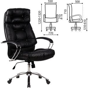 Кресло офисное Metta LK-14CH кожа, хром, черное, ш/к 87226
