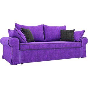 Диван прямой Лига Диванов Элис велюр фиолетовый с черными подушками